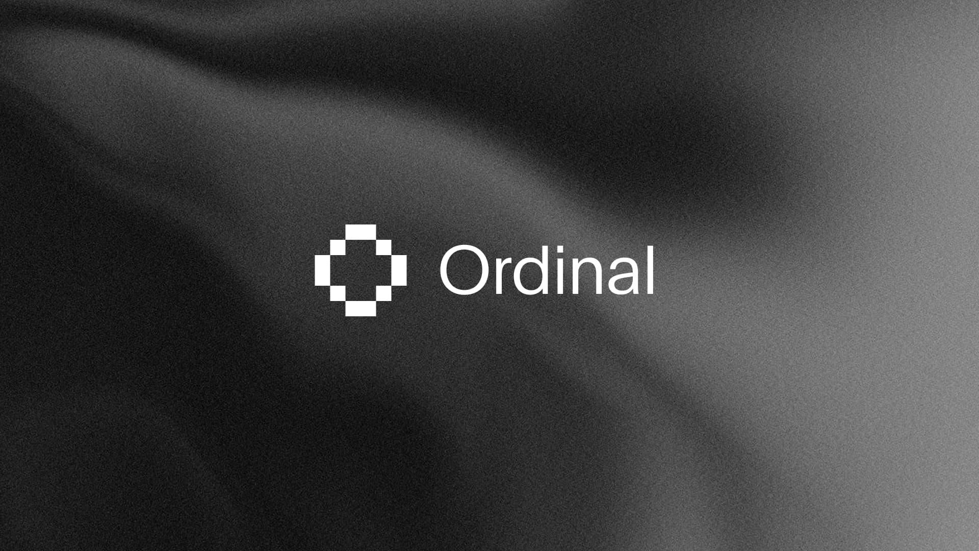 Ordinal logo on a grayscale textured background.